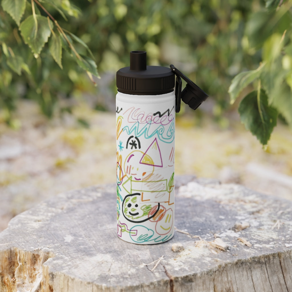 Graffiti Art Stainless Steel Water Bottle, Sports Lid