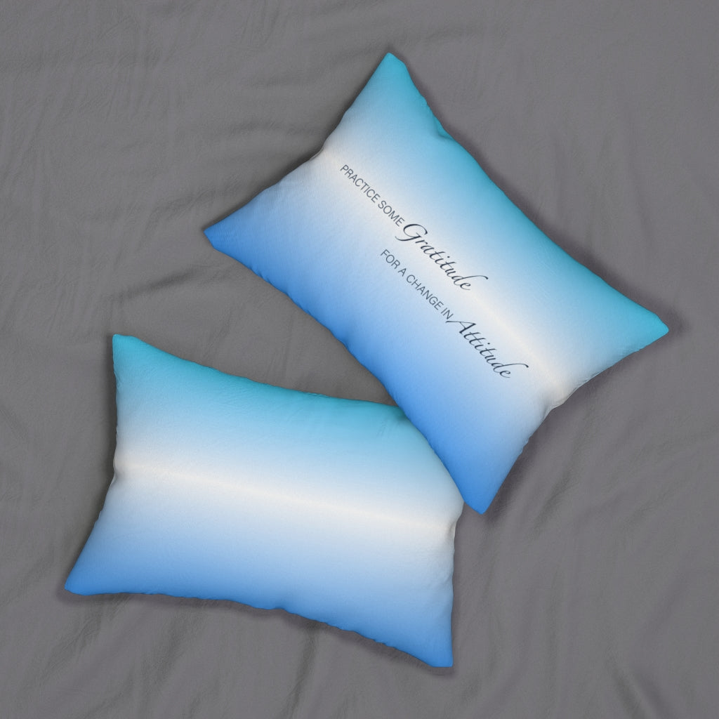 Gratitude Attitude BLUE Spun Polyester Lumbar Pillow 14"x20"