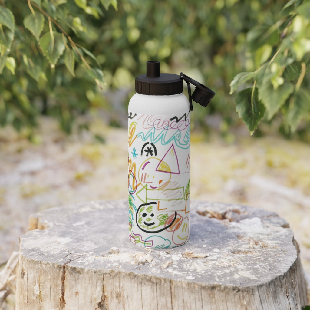 Graffiti Art Stainless Steel Water Bottle, Sports Lid