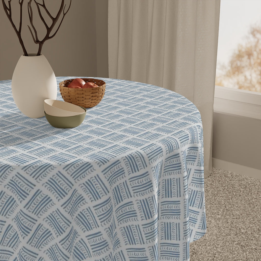 Watercolor Basketweave Printed Table Cloth