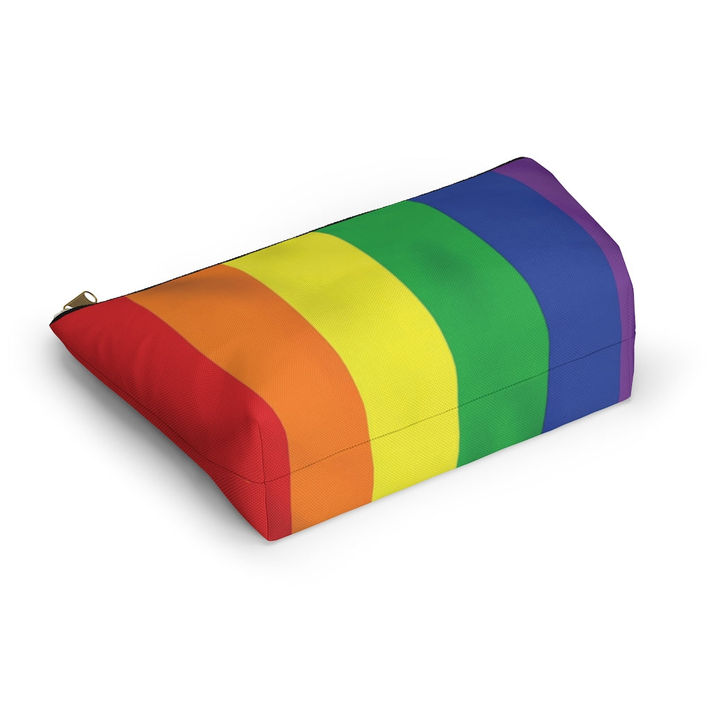 Rainbow Stripe Printed Accessory Pouch w T-bottom