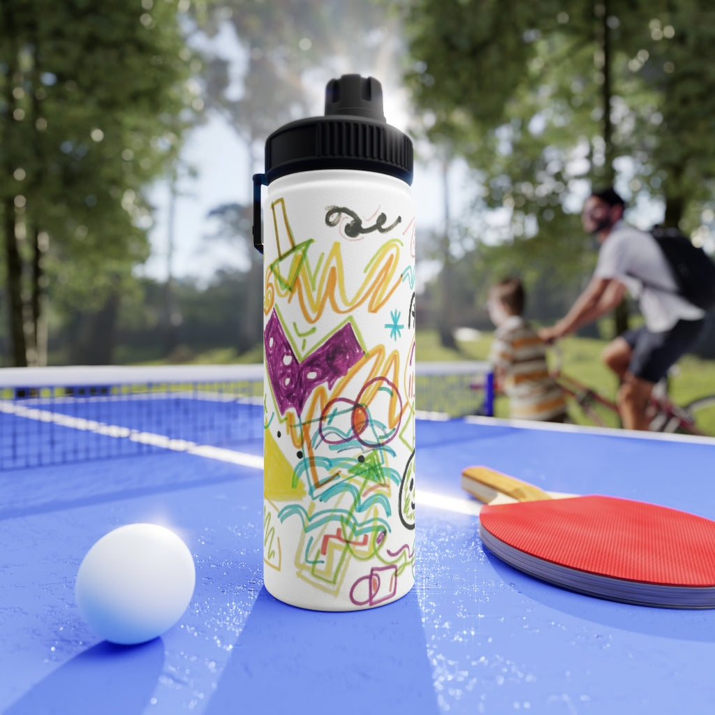 Graffiti Art Stainless Steel Water Bottle, Sports Lid