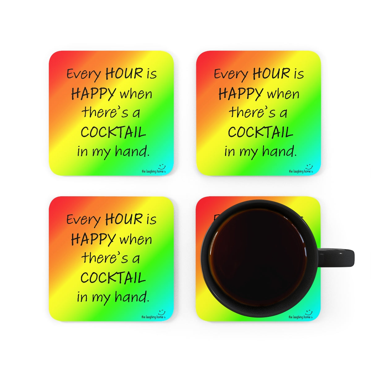 Happy Hour Corkwood Coaster Set of 4