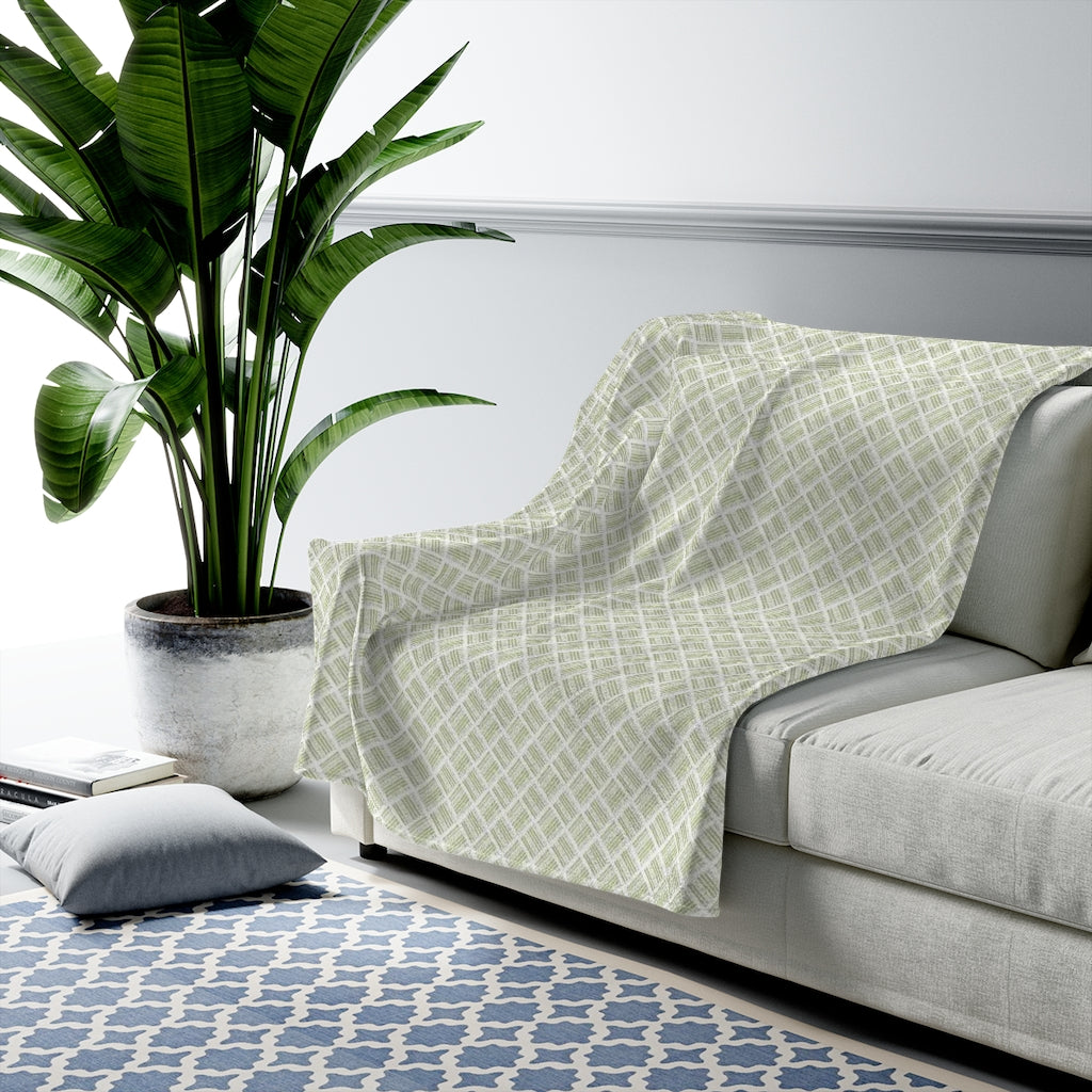 Green Basketweave Velveteen Plush Blanket