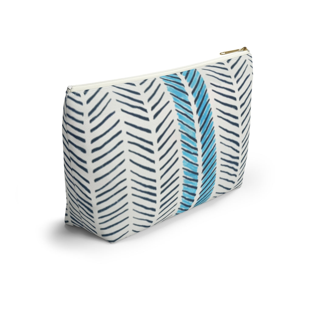 Painted Herringbone Printed Accessory Pouch w T-bottom