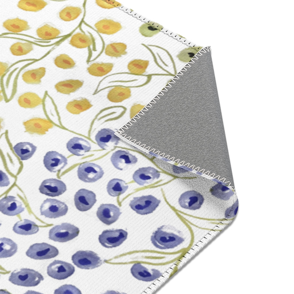 Watercolor Floral Printed Area Rugs