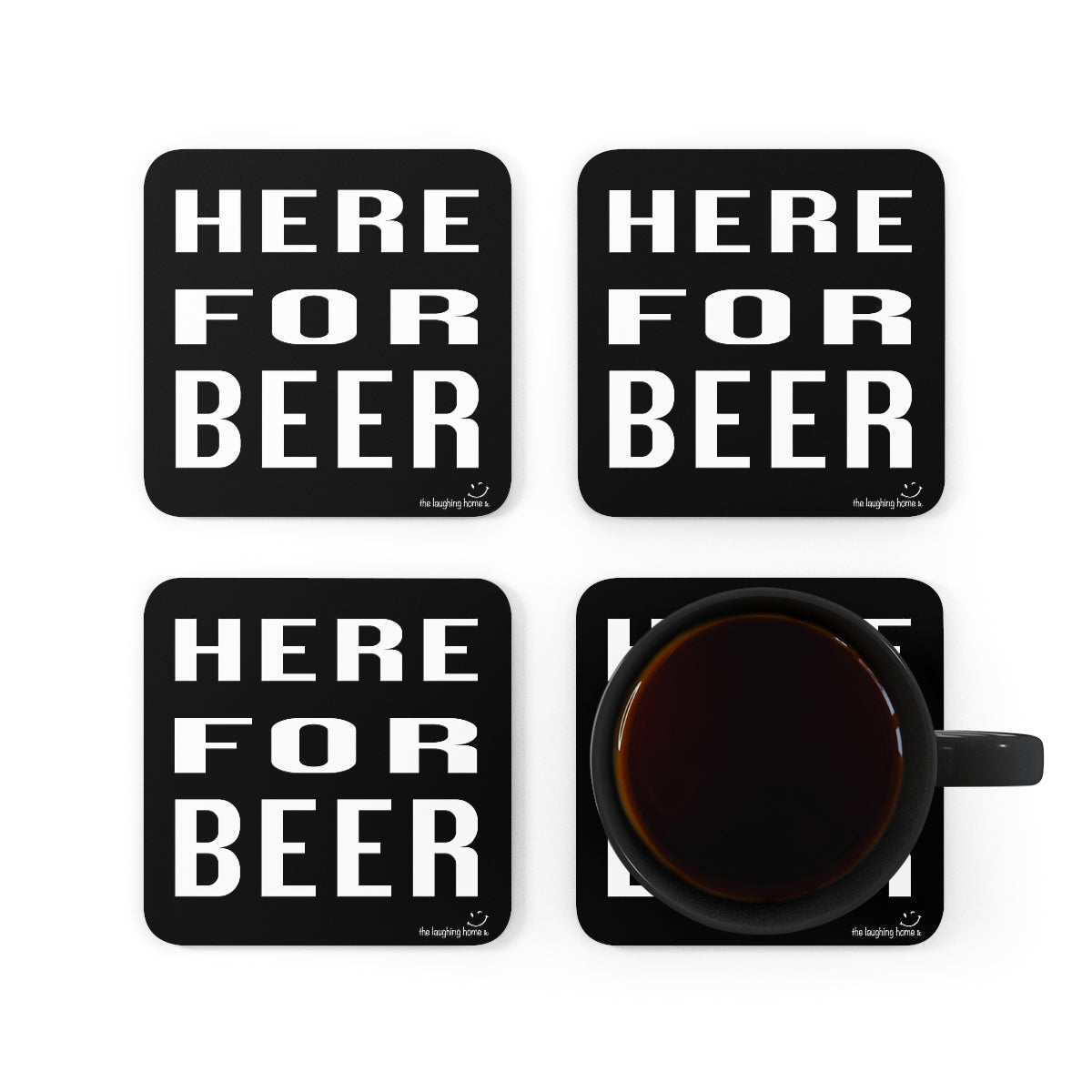 Here for Beer Corkwood Coaster Set of 4
