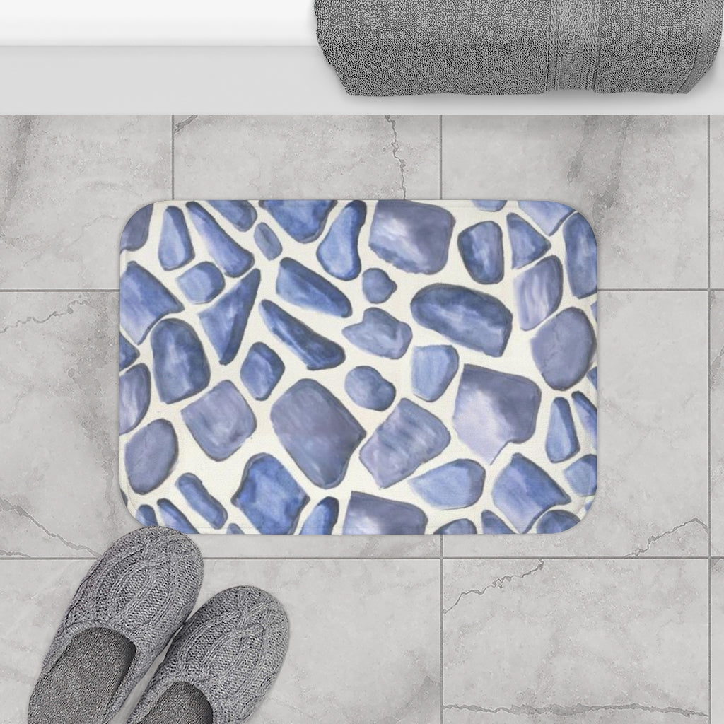 Blue Giraffe Bath Mat