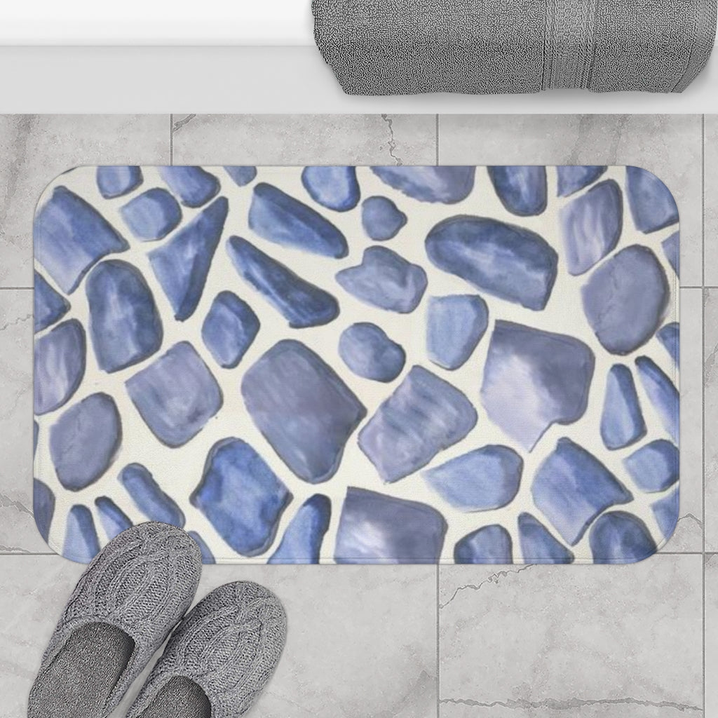 Blue Giraffe Bath Mat