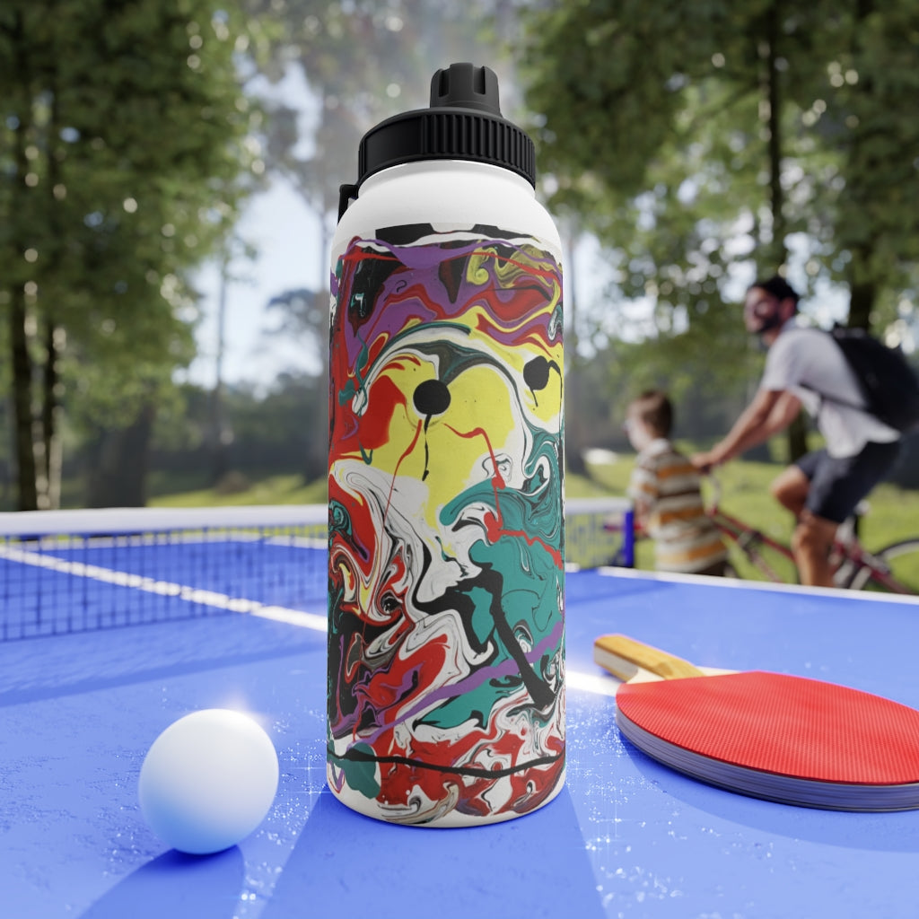 Abstract Painting Stainless Steel Water Bottle, Sports Lid