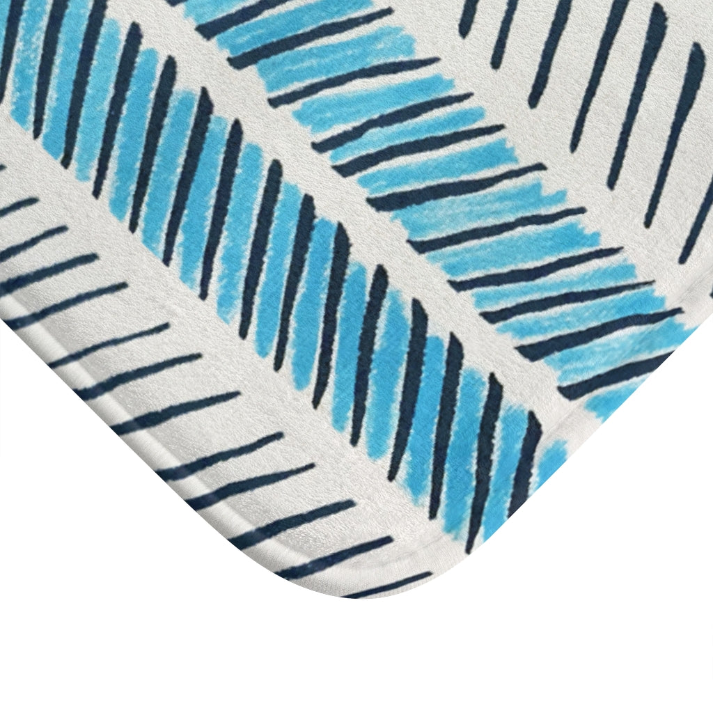 Herringbone Watercolor Printed Bath Mat