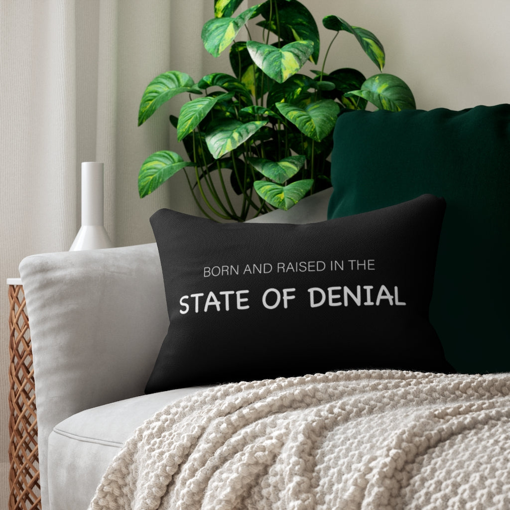 State of Denial BLACK Spun Polyester Lumbar Pillow 14"x20"