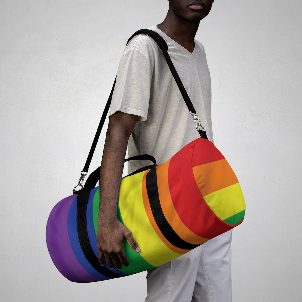 Rainbow Stripe Printed Duffel Bag