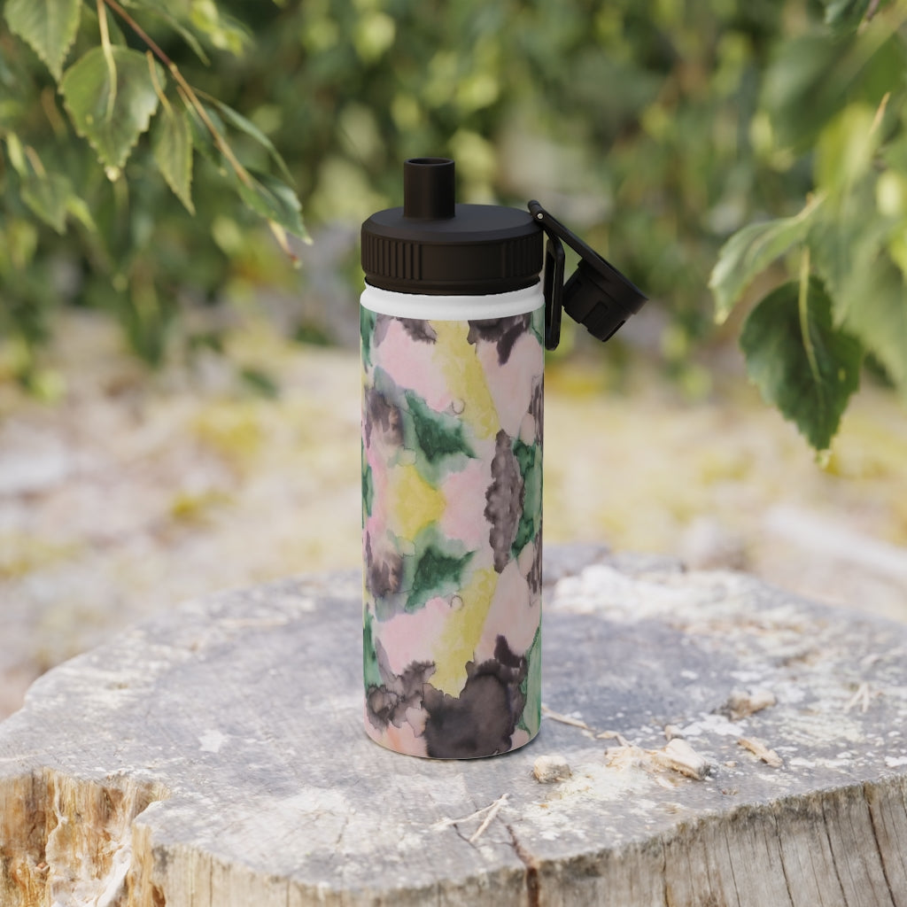 Watercolor Camo Stainless Steel Water Bottle, Sports Lid