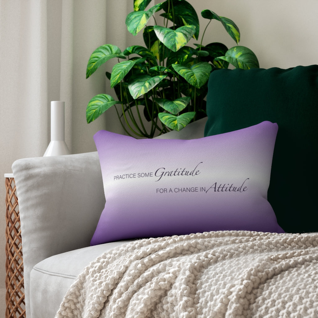 Gratitude Attitude PLUM Spun Polyester Lumbar Pillow 14"x20"
