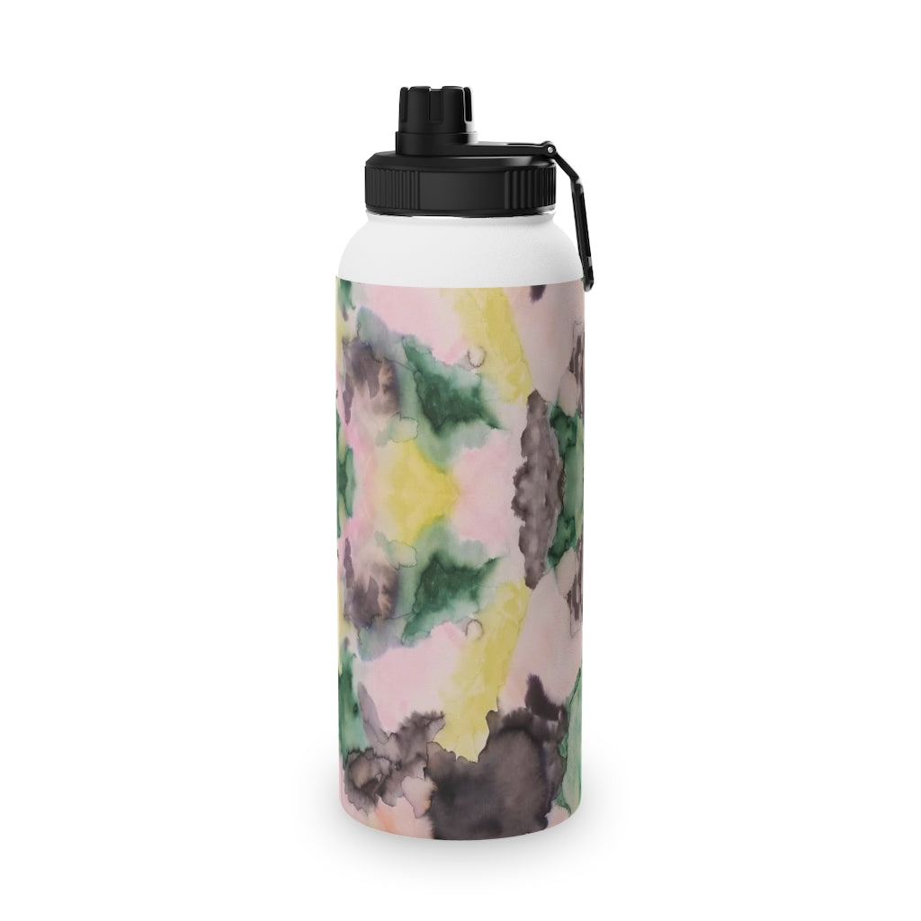 Watercolor Camo Stainless Steel Water Bottle, Sports Lid
