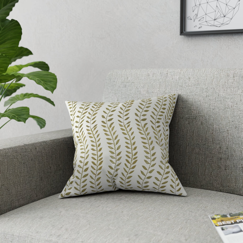 Watercolor Vine Leaves printed Broadcloth Pillow