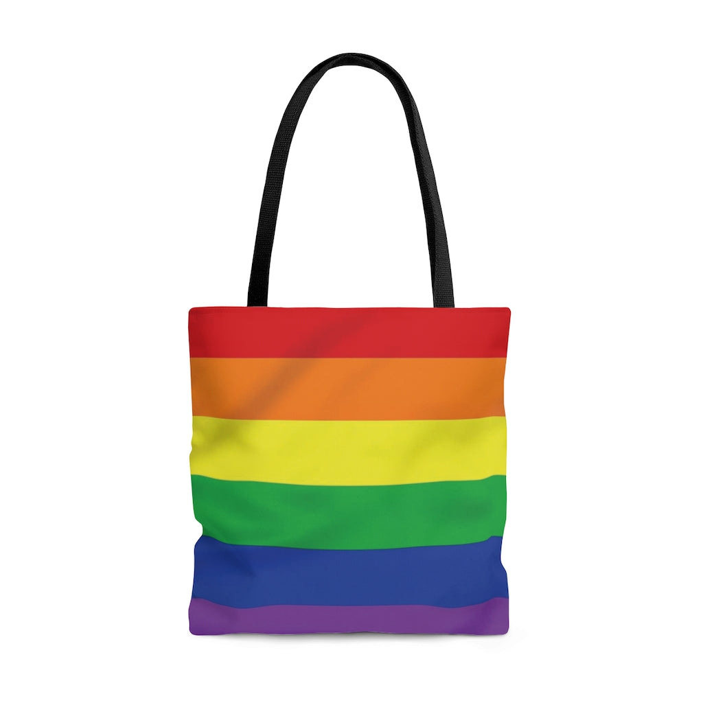 Rainbow Stripe Printed Tote Bag