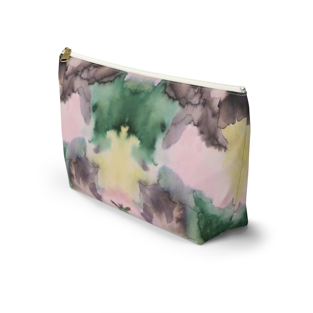 Watercolor Camo Printed Accessory Pouch w T-bottom