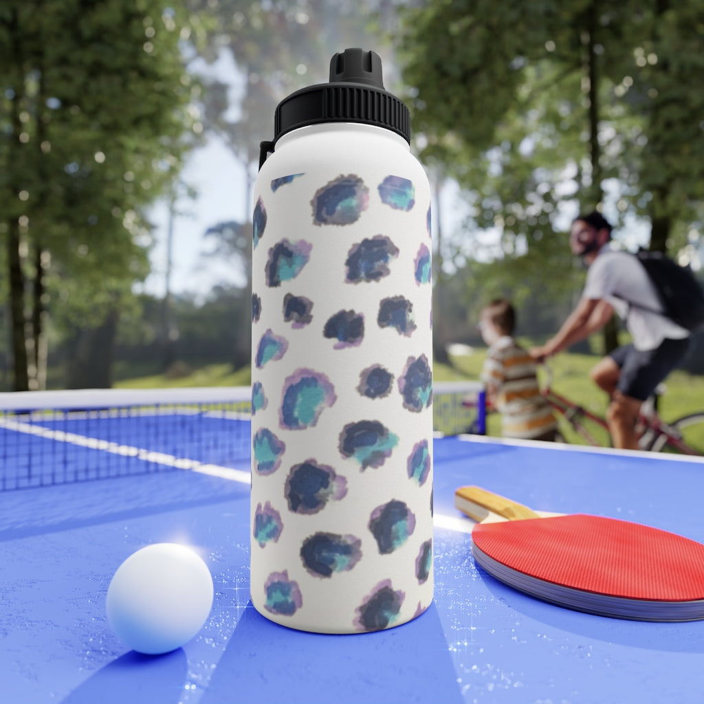 Blue Cheetah Stainless Steel Water Bottle, Sports Lid