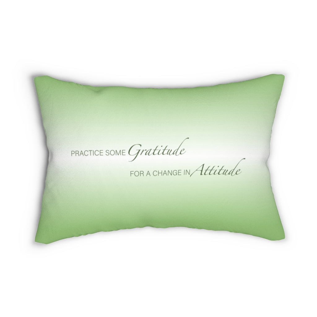 Gratitude Attitude GREEN Spun Polyester Lumbar Pillow 14"x20"