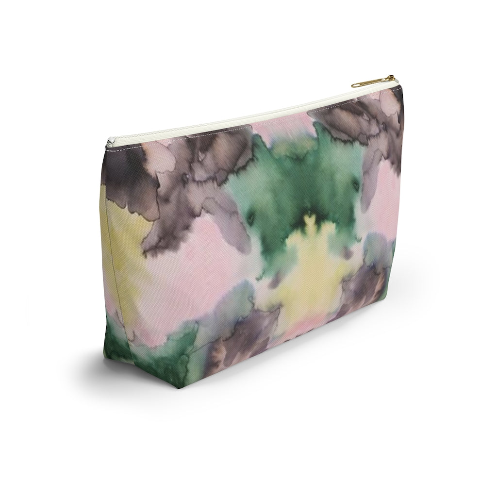 Watercolor Camo Printed Accessory Pouch w T-bottom