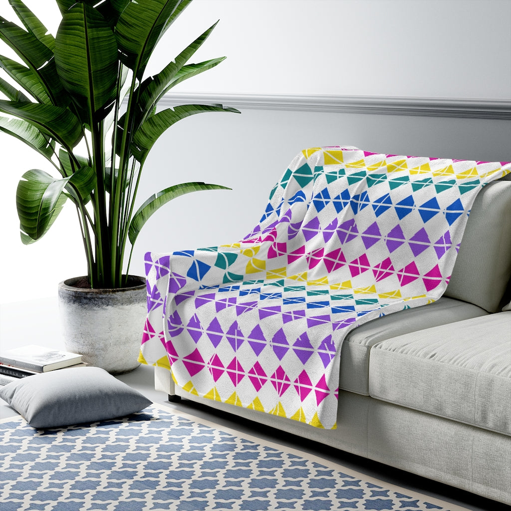 Rainbow Diamond Geo Printed Velveteen Plush Blanket