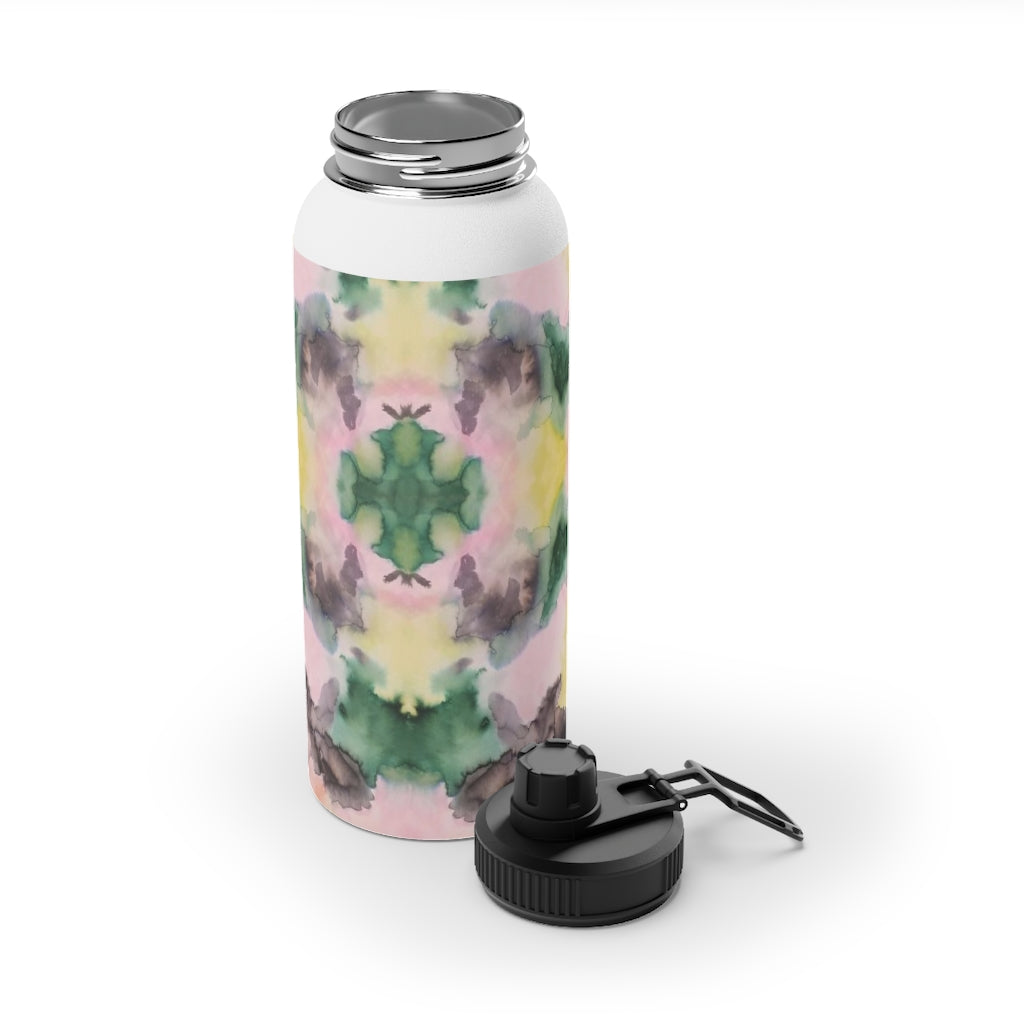Watercolor Camo Stainless Steel Water Bottle, Sports Lid