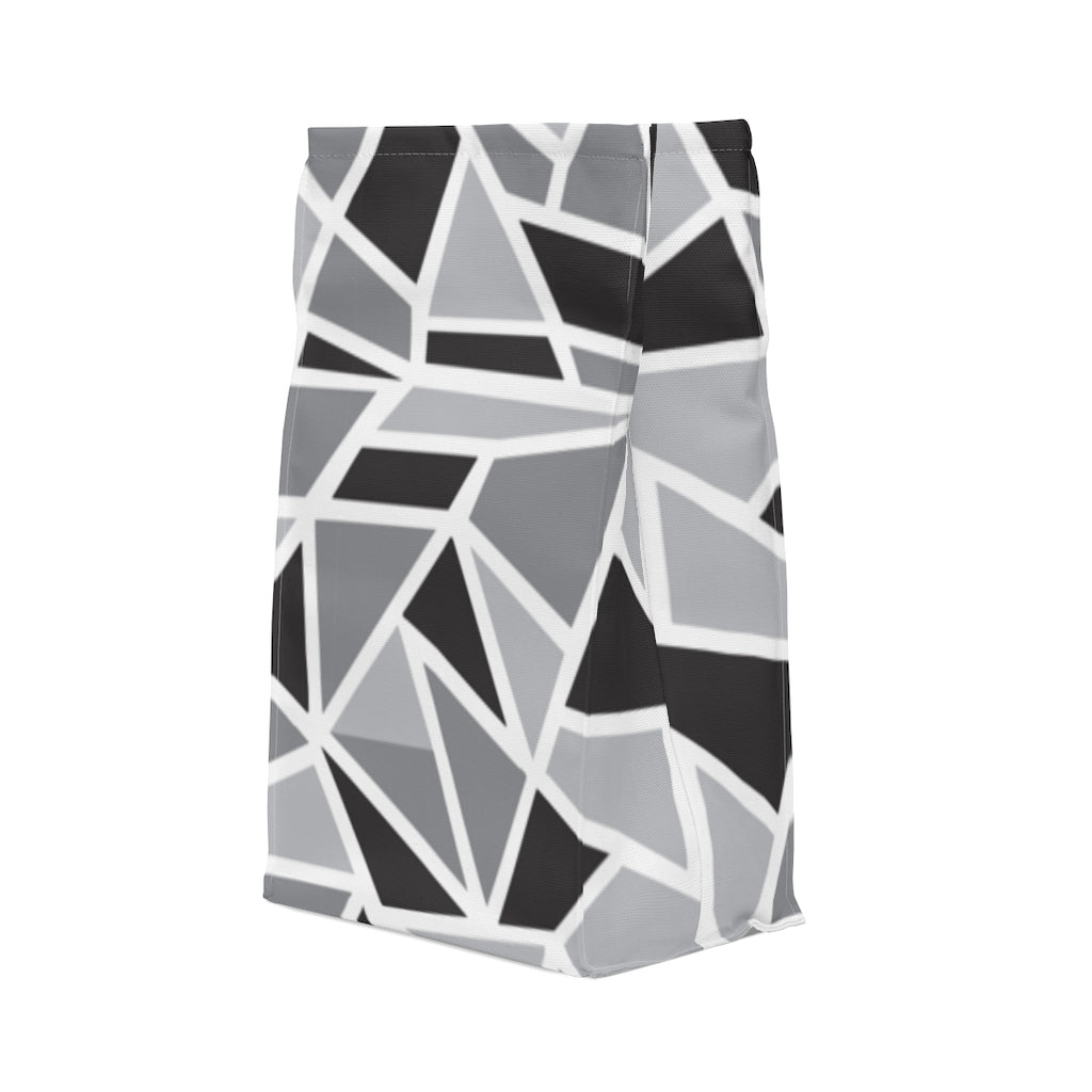 Black & White Geo Printed Polyester Lunch Bag