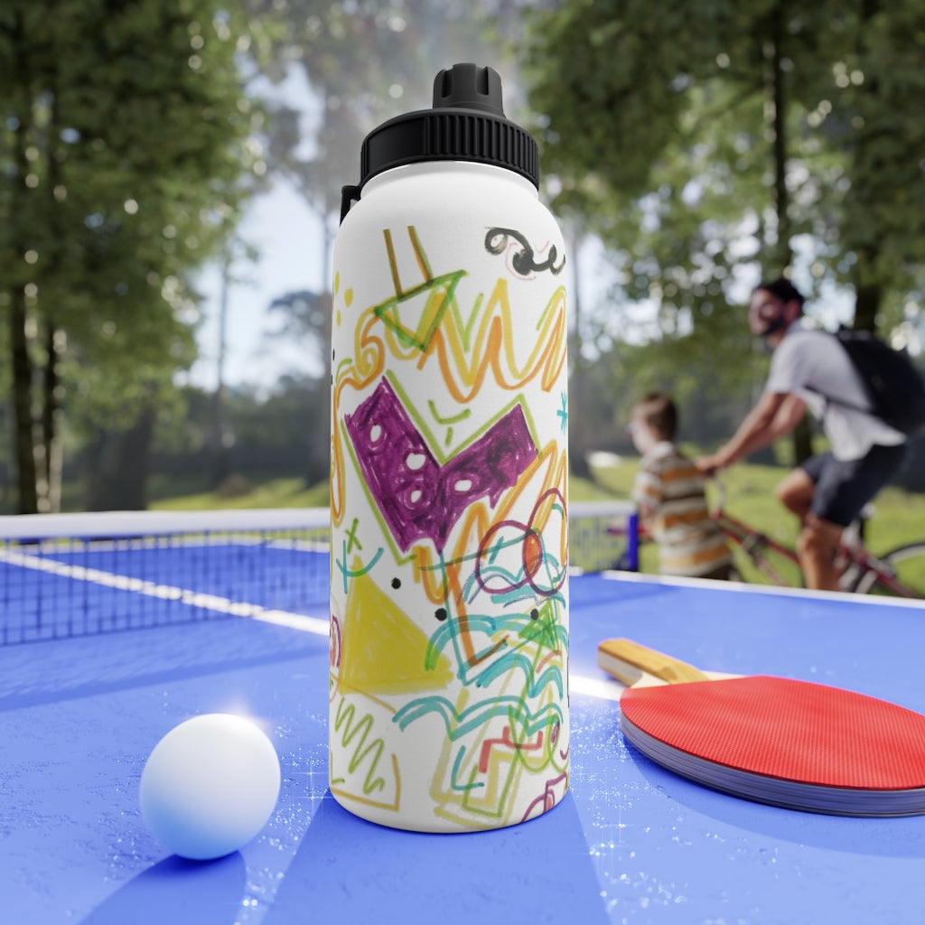 Graffiti Art Stainless Steel Water Bottle, Sports Lid