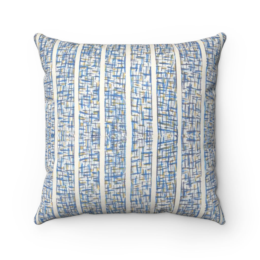 Textured Stripe Printed Spun Polyester Square Pillow