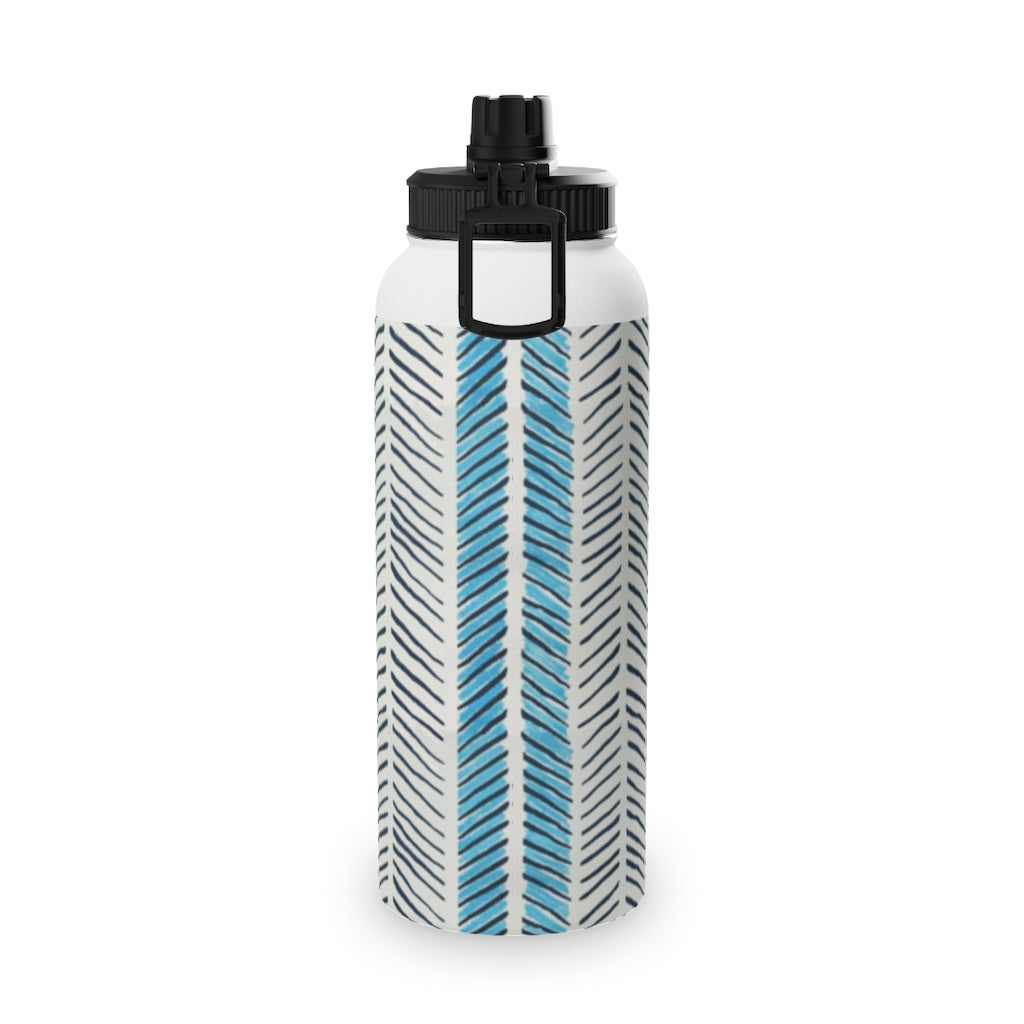 Painted Herringbone Stainless Steel Water Bottle, Sports Lid