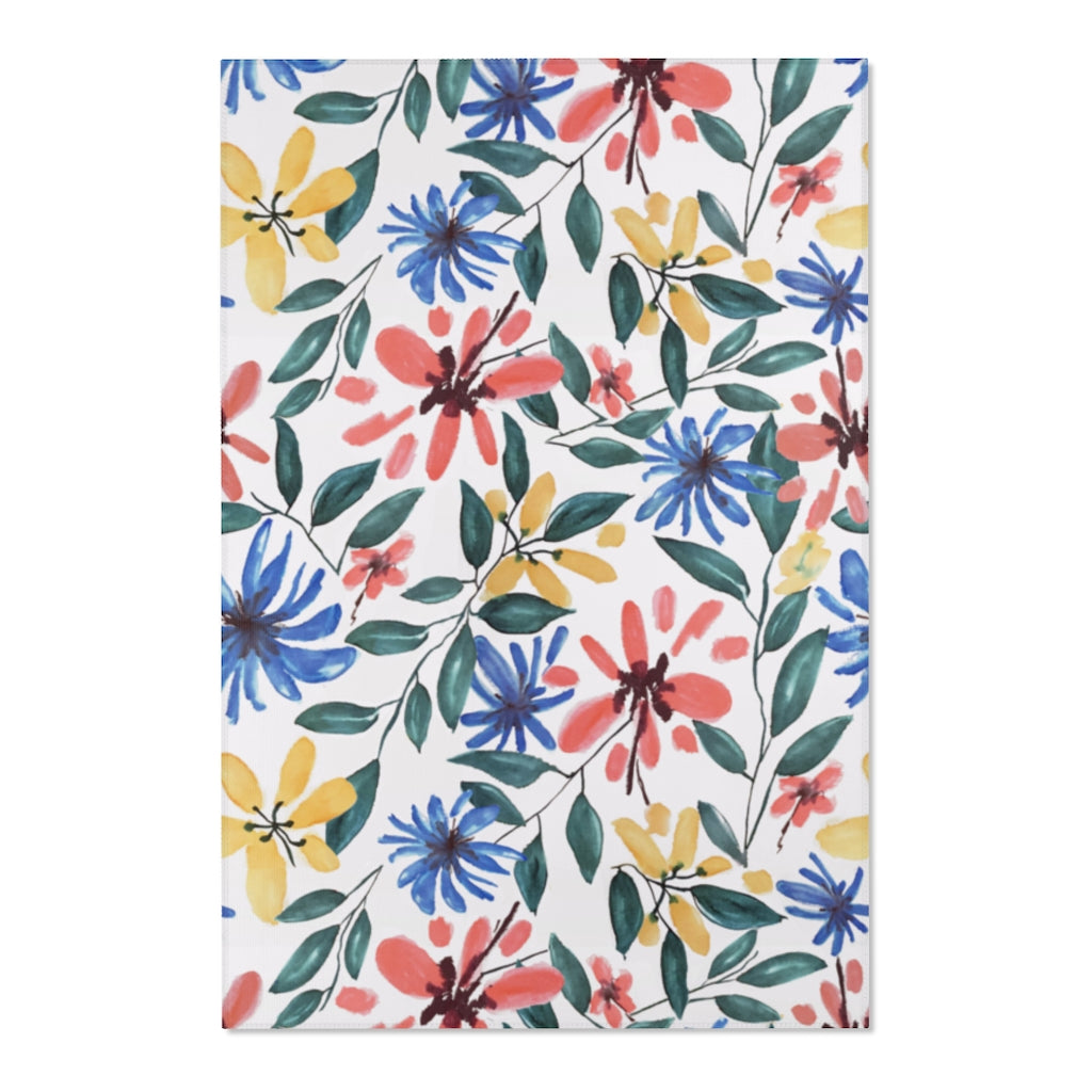 Watercolor Floral Printed Area Rugs