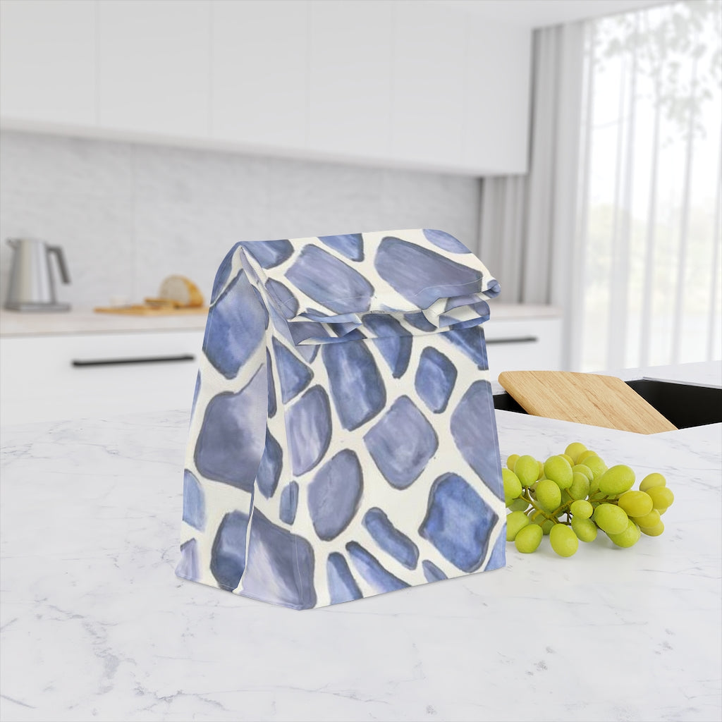 Blue Giraffe Printed Polyester Lunch Bag