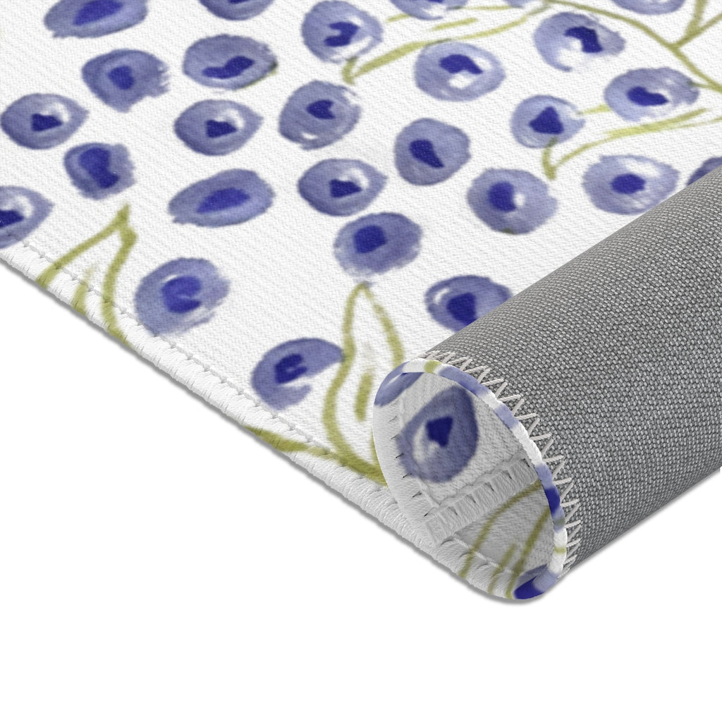 Watercolor Floral Printed Area Rugs