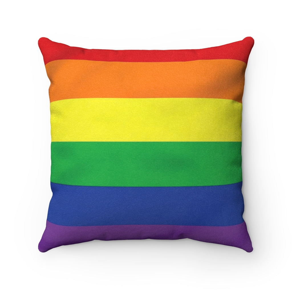 Rainbow Pride Flag Faux Suede Square Pillow