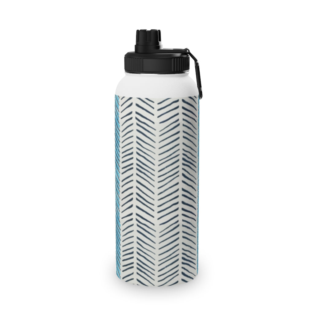 Painted Herringbone Stainless Steel Water Bottle, Sports Lid