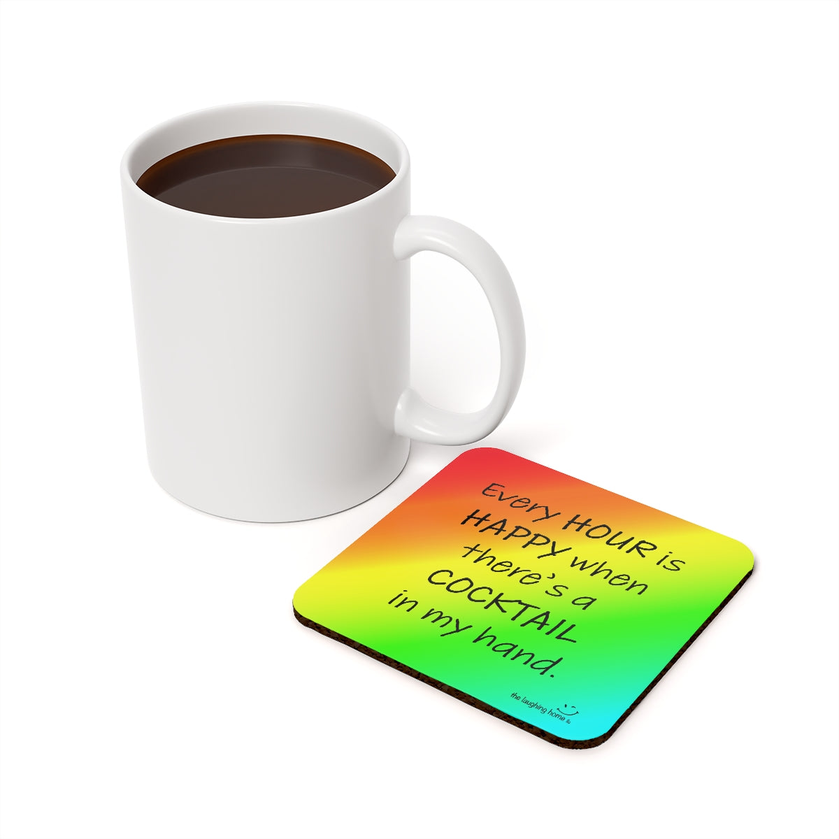 Every Hour is Happy, Cork Back Coasters Set of 4