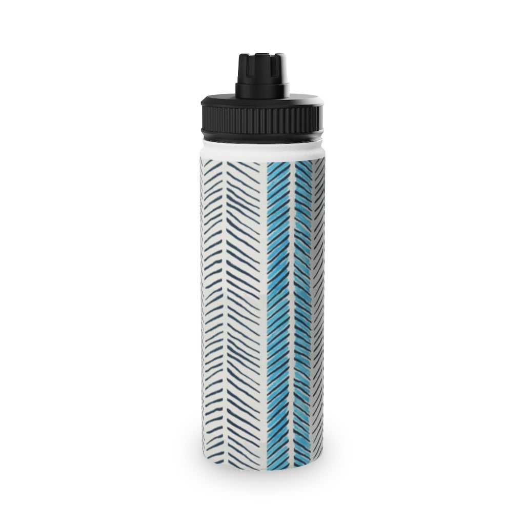 Painted Herringbone Stainless Steel Water Bottle, Sports Lid