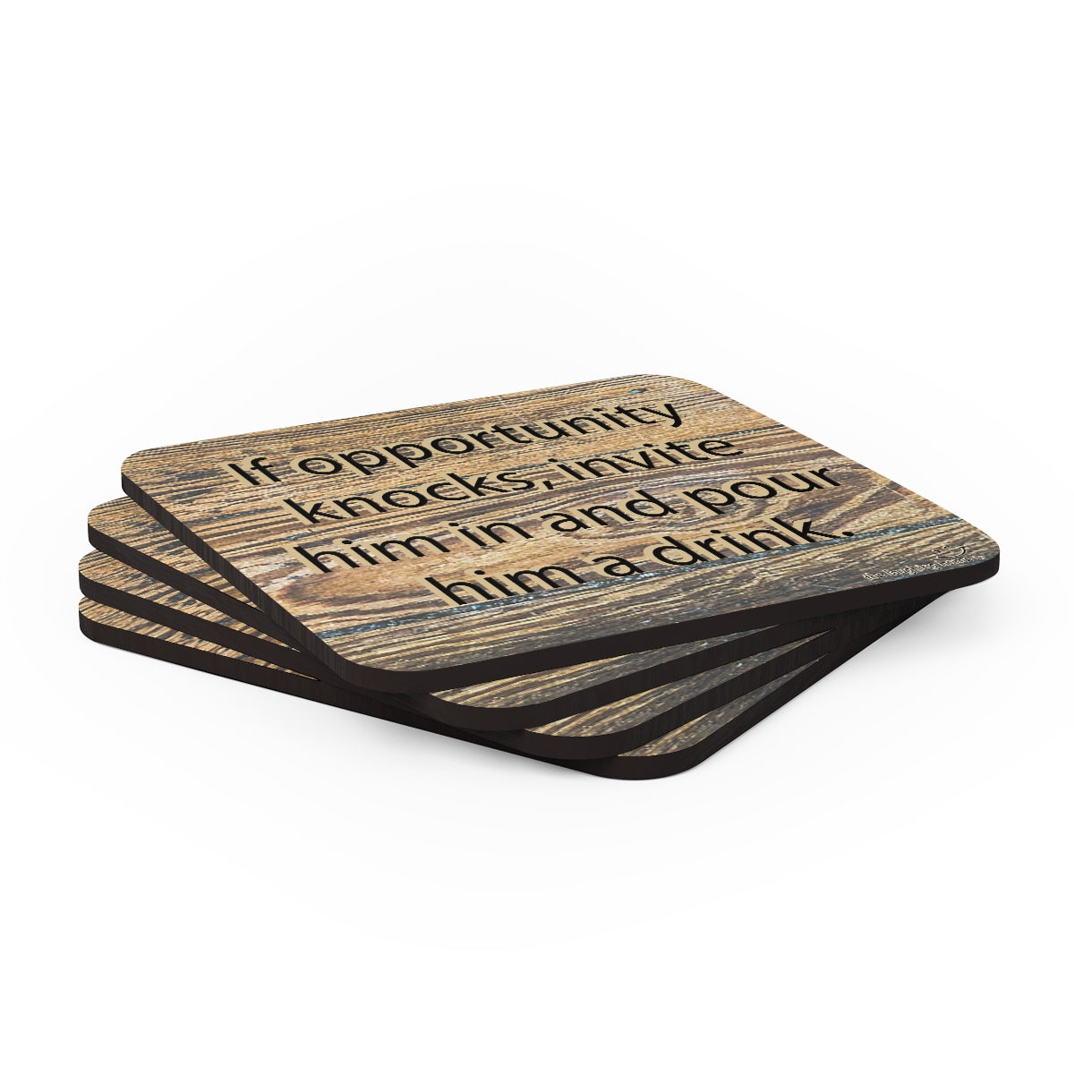 If Opportunity knocks Corkwood Coaster Set of 4