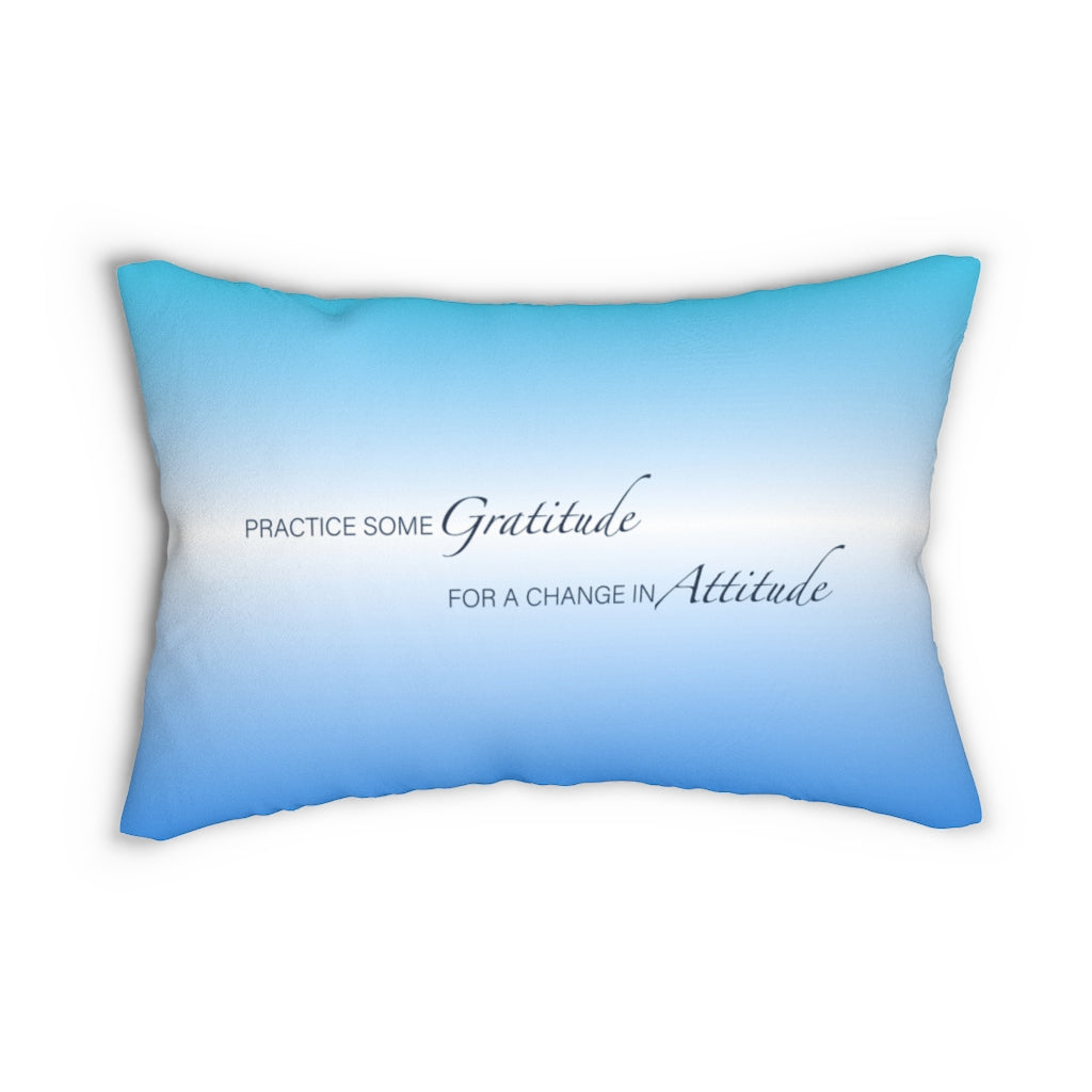 Gratitude Attitude BLUE Spun Polyester Lumbar Pillow 14"x20"