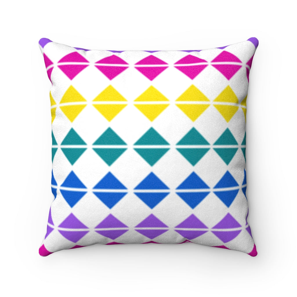 Rainbow Diamon Faux Suede Square Pillow