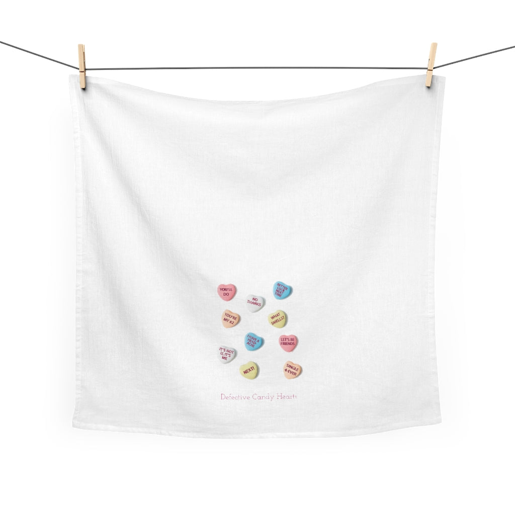 Defective Candy Hearts Tea Towel
