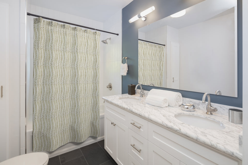 Spring Vine Leaves Printed Shower Curtains