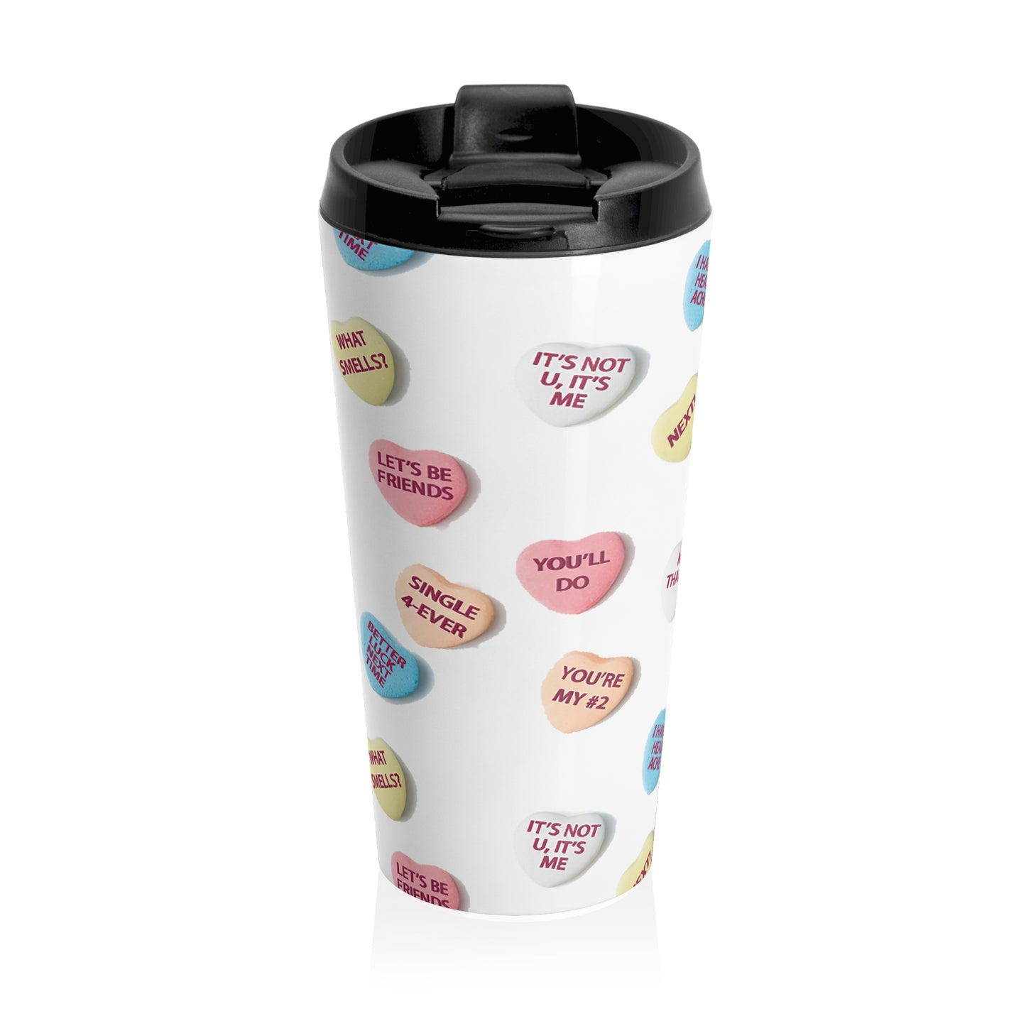 Defective Candy Hearts Stainless Steel Travel Mug 15 oz