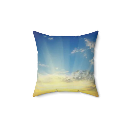 With God All Things Are Possible Blue Sunset Faux Suede Square Pillow