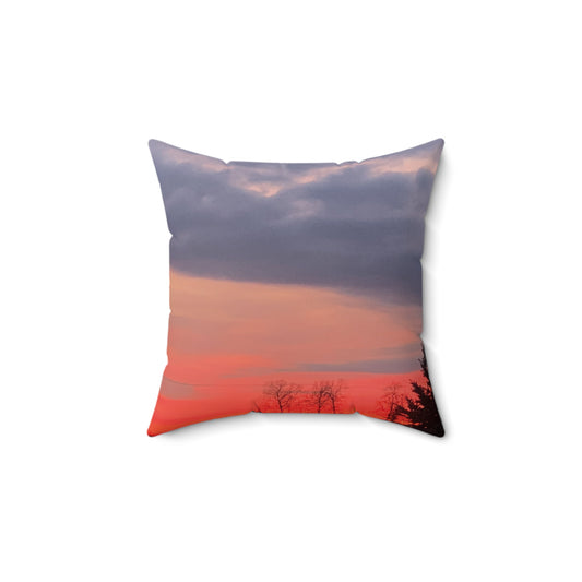 This is the Day the Lord has made Sunset Faux Suede Square Pillow