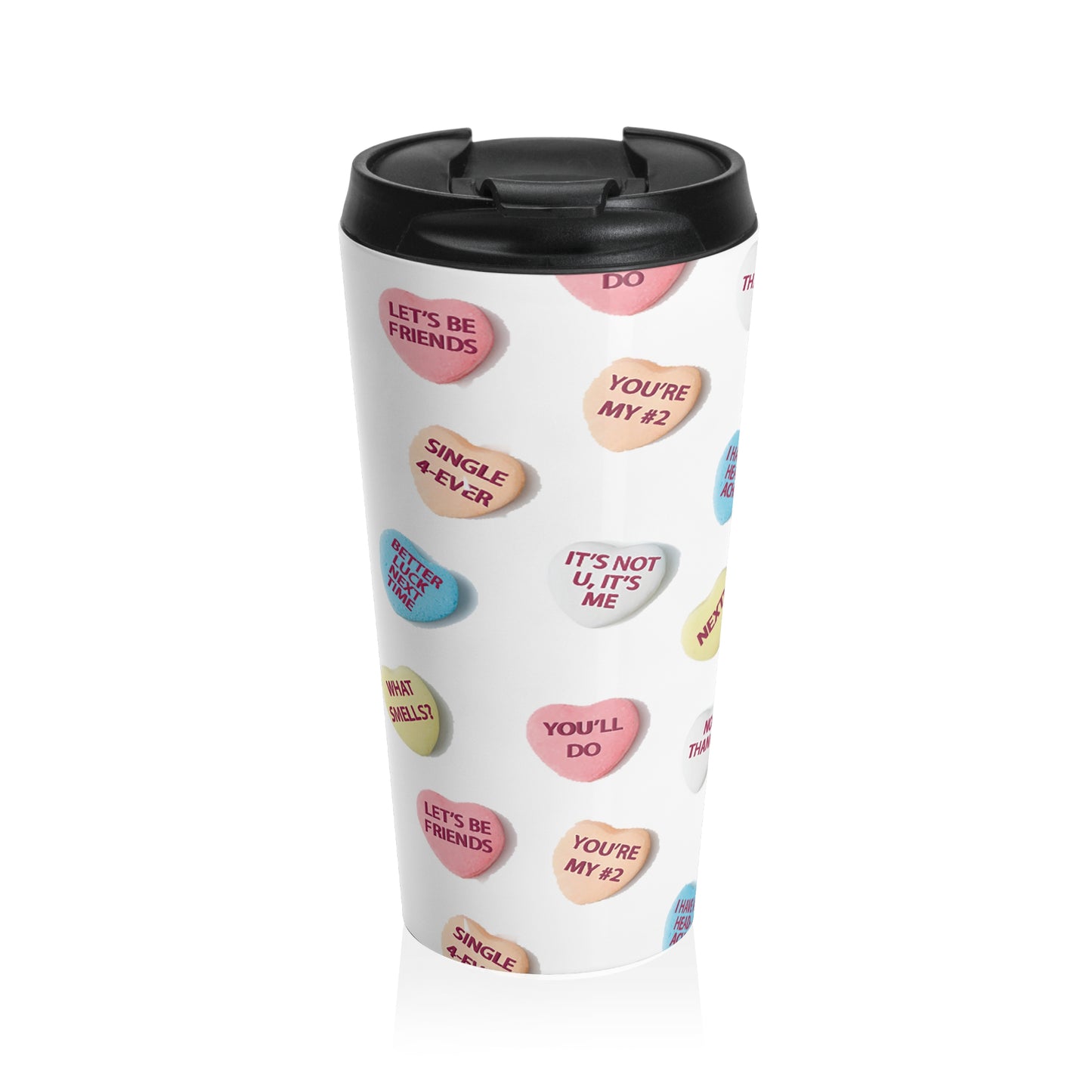 Defective Candy Hearts Stainless Steel Travel Mug 15 oz