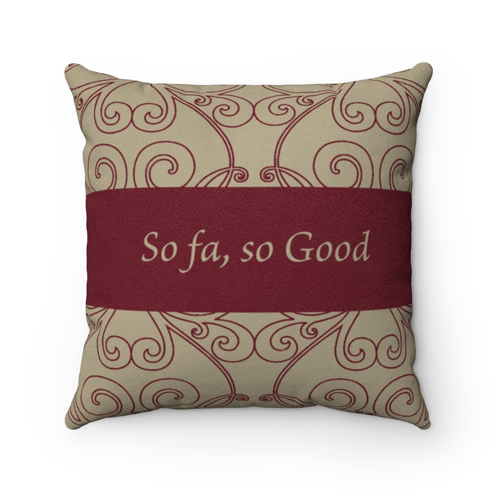 So fa So Good, Burgundy/Beige Faux Suede Square Pillow