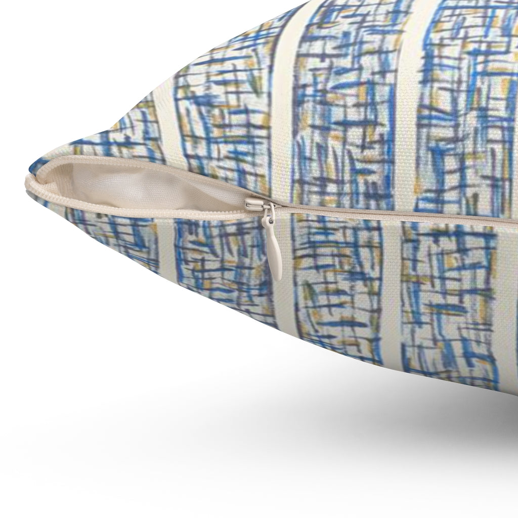 Textured Stripe Printed Spun Polyester Square Pillow